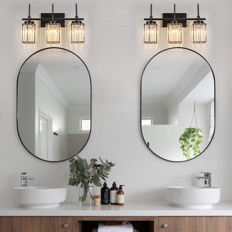 Modern Black 1/2/3/4/5-Light Bathroom Crystal Vanity Light Wall Sconces