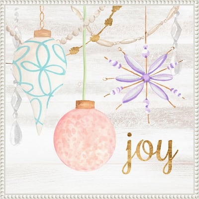 Elegant Ornaments II by Annie Warren (22 x 22 in.), Framed Canvas Wall Art Print - Sylvie Beaded White