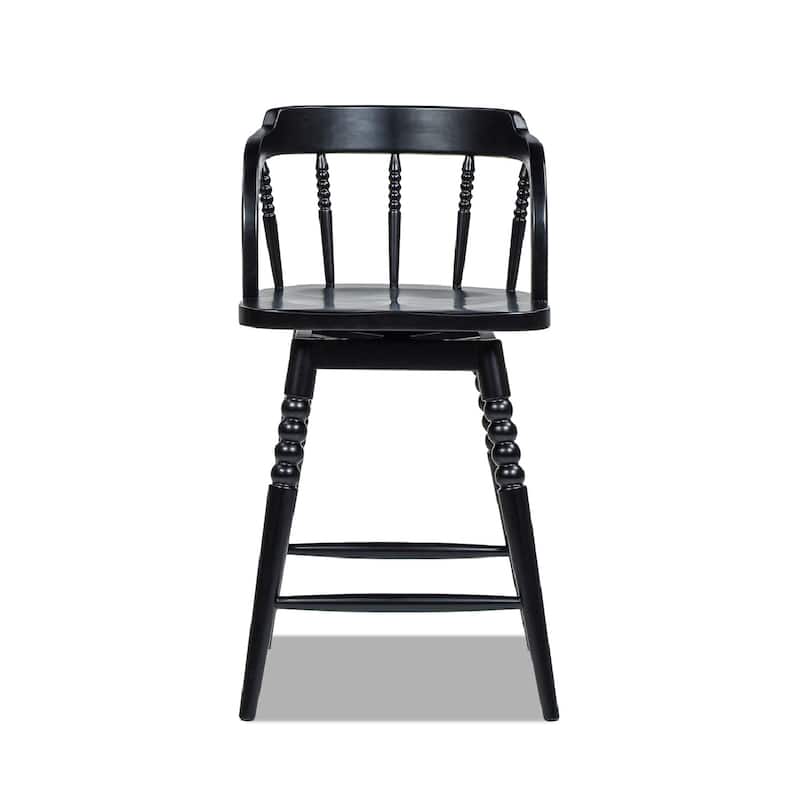 Breda 25.5" Solid Wood Turned Bubble Spindle Swivel Counter Height Bar Stool