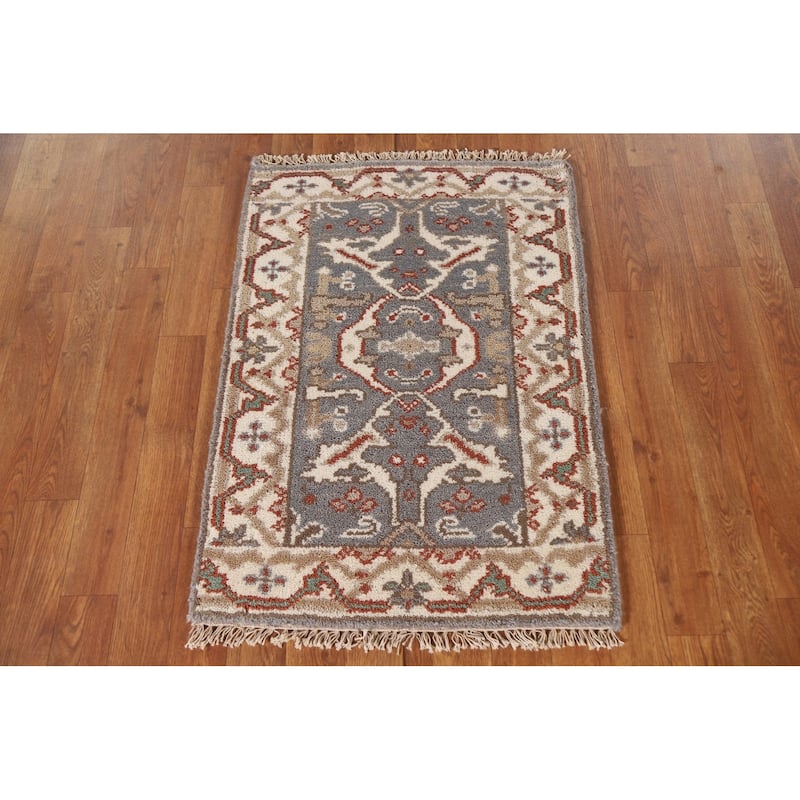 Transitional Oushak Style Area Rug Handmade Wool Carpet - 2'0"x 3'0"