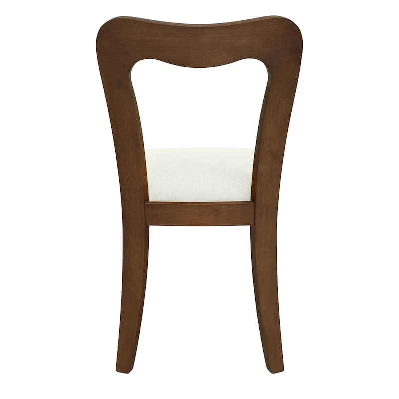 Set of 2 Modern Dining Chairs with Rubberwood Frame and Upholstered Seats - Open Back Armless Design