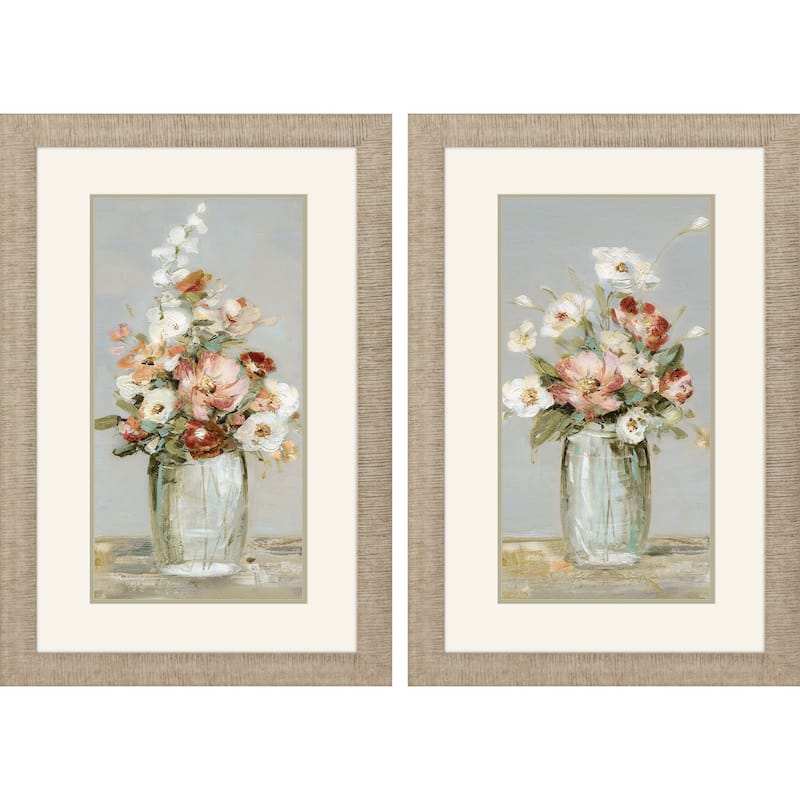 HomeRoots Set Of Two Country Arrangement Distressed Gold Framed Wall Art