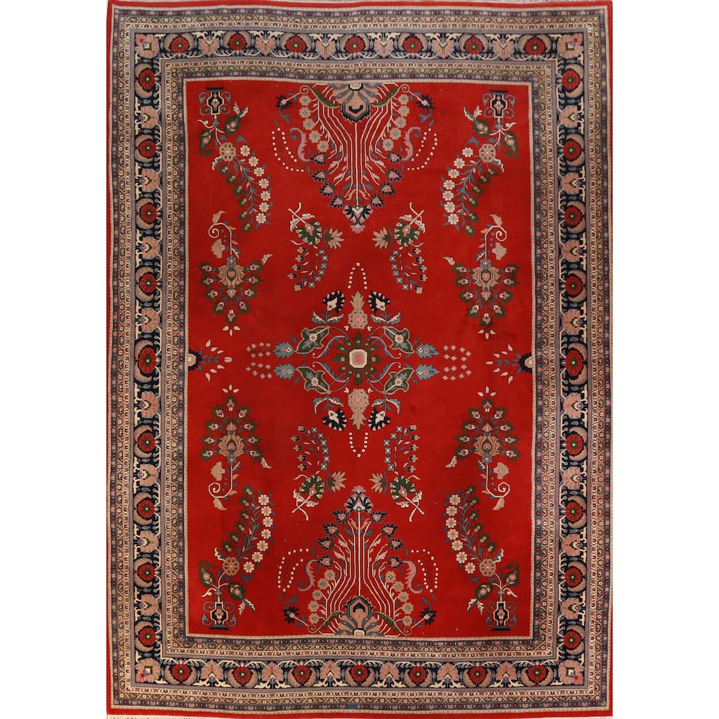Hand Knotted Oriental 100% Wool Carpet Traditional Floral Red Sarouk Area Rug - 13' 10'' X 10' 2''