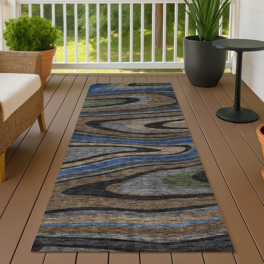 Machine Washable Indoor/ Outdoor Abstract Busey Chantille Rug