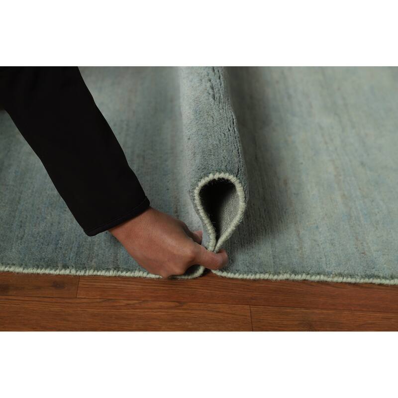 Modern Green Blue Gabbeh Oriental Accent Rug Handmade Wool Carpet - 2'7" x 4'1"