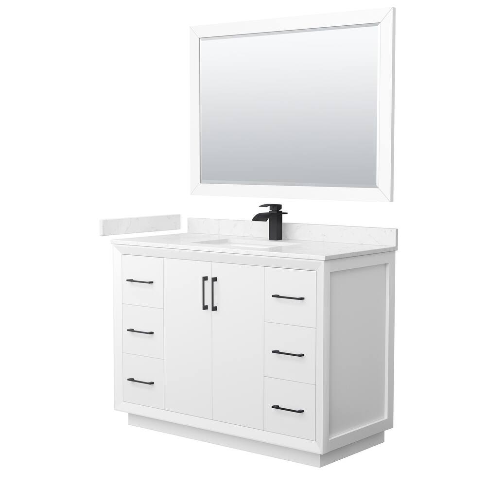 Strada 48-Inch Single Vanity Set, Cultured Marble Top, 46-Inch Mirror