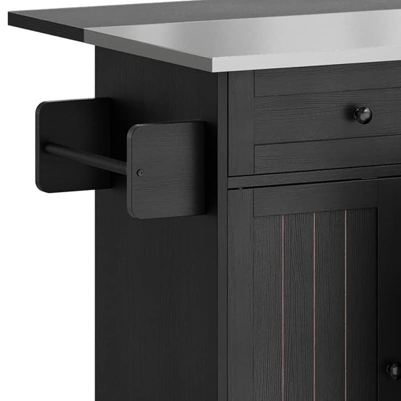 Moasis Mobile Kitchen Island Cart with Stainless Steel Ffolding Tabletop and Storage