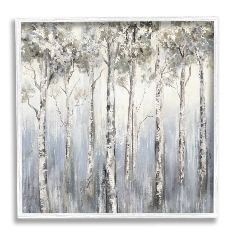 Stupell Mystic White Birch Tree Forest White Grey Bark Framed Wall Art - 12 x 12 - White