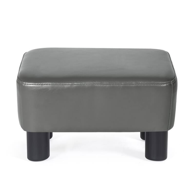 Adeco Small Footstool PU Leather Ottoman Footrest Modern Rectangular