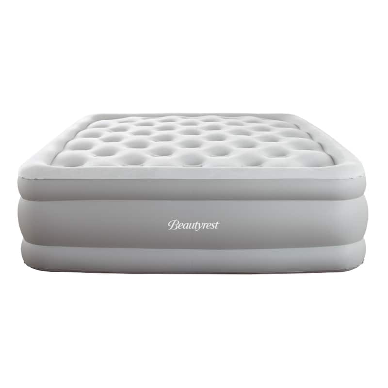Beautyrest Sky Rise Raised Air Mattress with External Pump - Inflatable Bed with Edge Support, Puncture-Resistant Vinyl