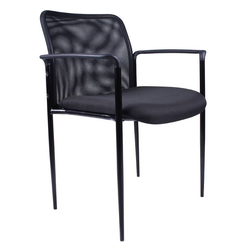 Vayu Guest Armchair, Black Mesh, Steel Frame, Stackable up to Four