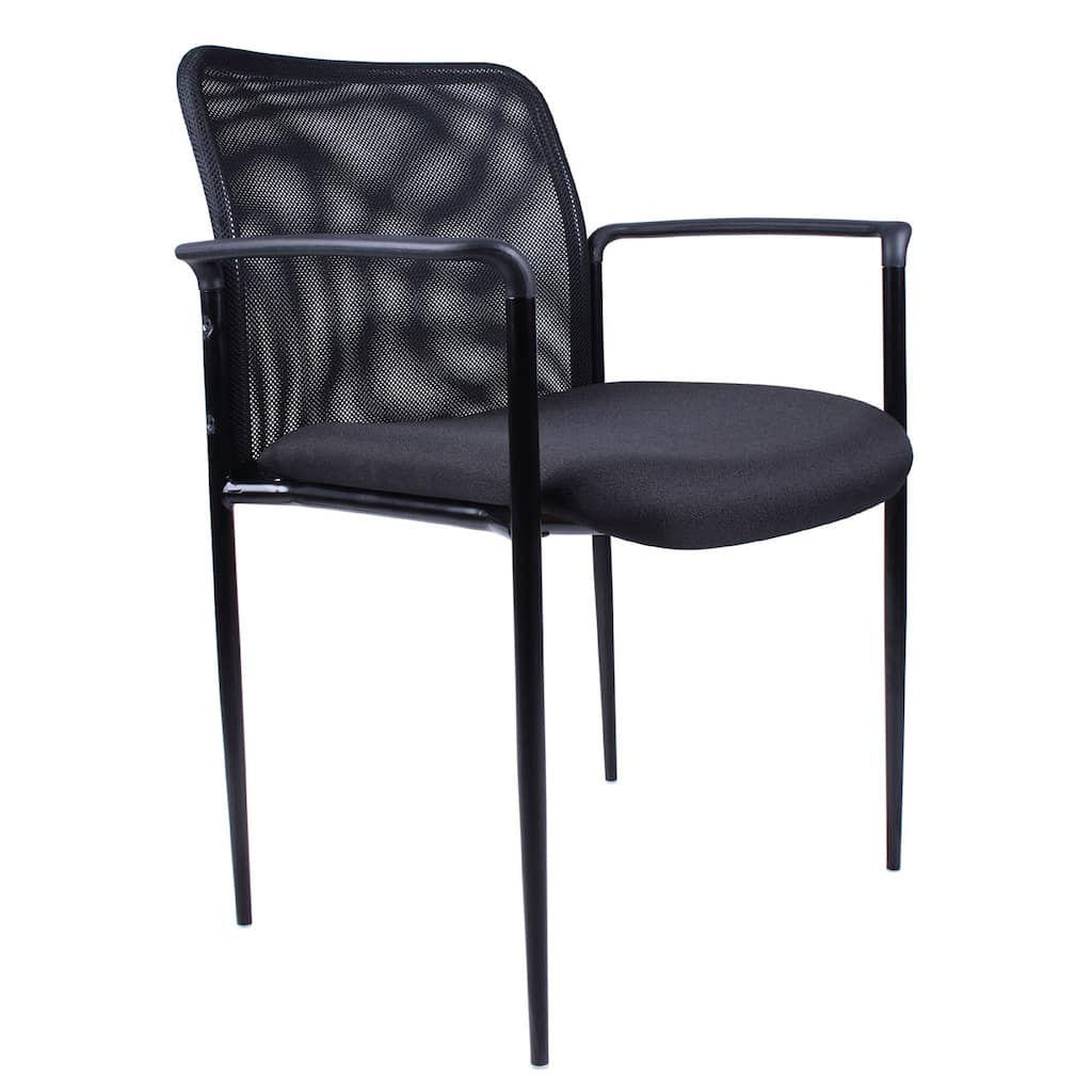 Vayu Guest Armchair, Black Mesh, Steel Frame, Stackable up to Four