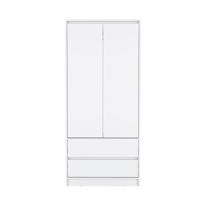 Classic Armoire Wardrobe Closet with 2 Drawers,Double Door and Hanging