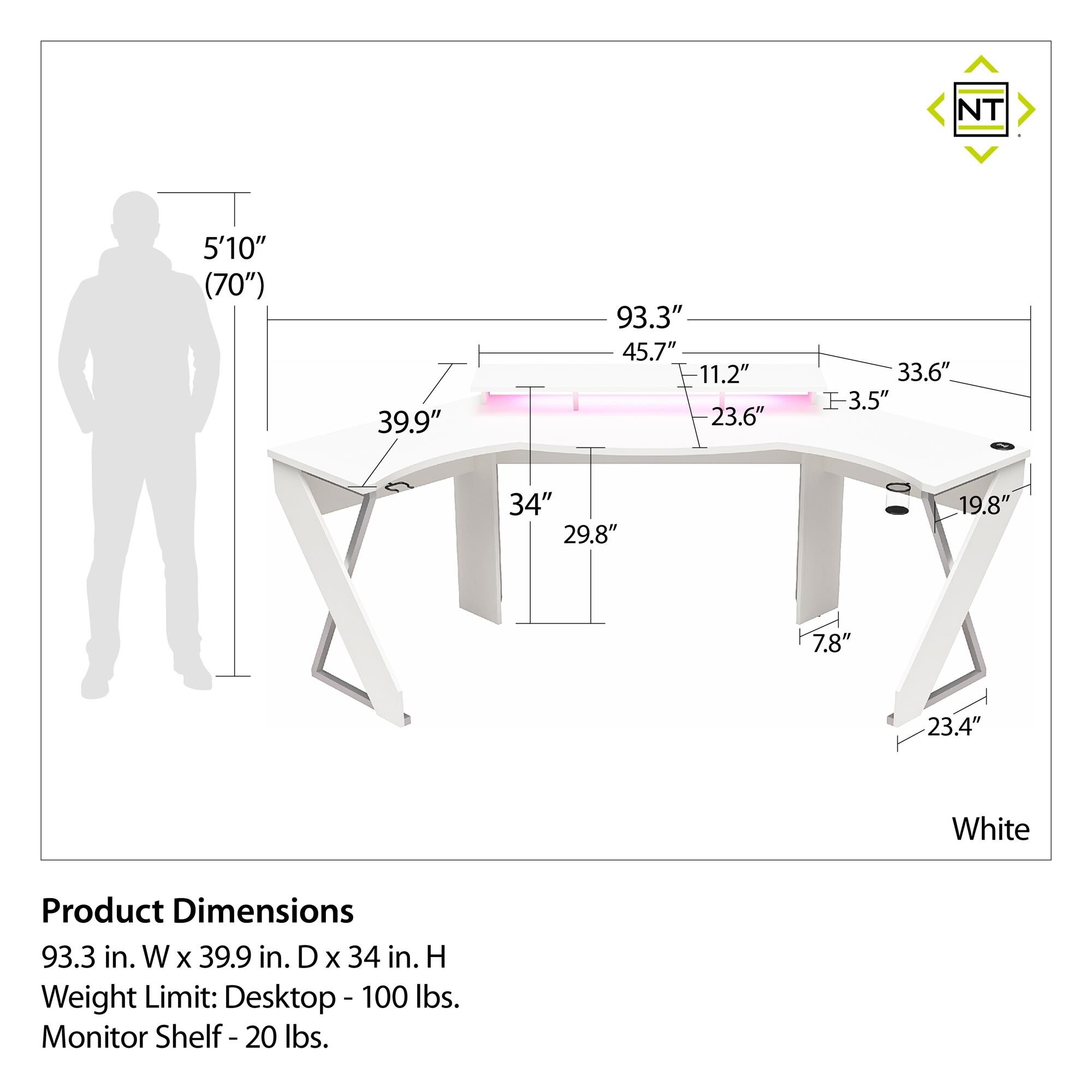 Xtreme gaming desk with riser white 2025
