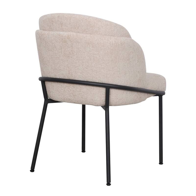 Dining Chair With Fabric Seat And Black Metal Frame (set of 2)