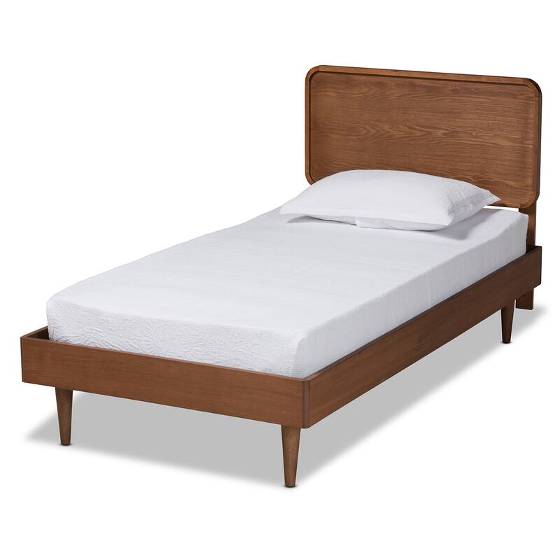 Gisa Mid-Century Modern Transitional Wood Twin Size Platform Bed - Twin - Walnut