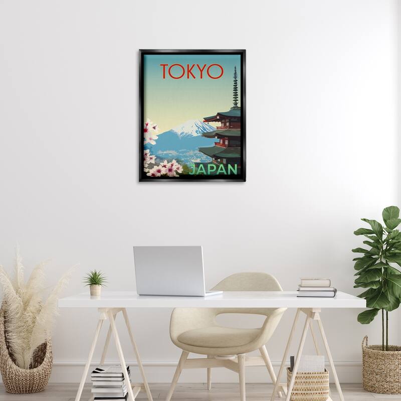 Stupell Vintage Tokyo Scenery Framed Floater Canvas Wall Art Design By Victoria Barnes