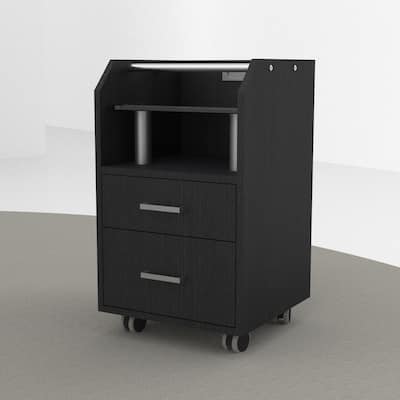 Glasglow Pedi Trolley with Drawers and Bottle Organizer for Nail Spa Salon, Black - N/A