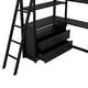 preview thumbnail 12 of 25, Twin Size Loft Kids Bed Frame with Desk, Shelves & Two Built-in Drawers, Black