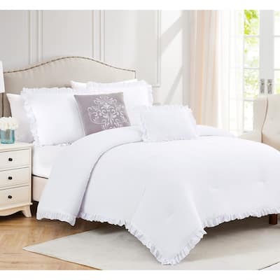 Portland Solid 5-Piece Washed Ruffled Comforter Set