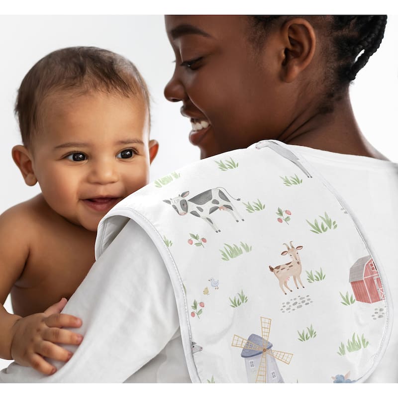 Sweet Jojo Designs Farm Animals Absorbent Burp Cloths 3 Pack Set Grey Red Black and White Watercolor Farmhouse Gender Neutral