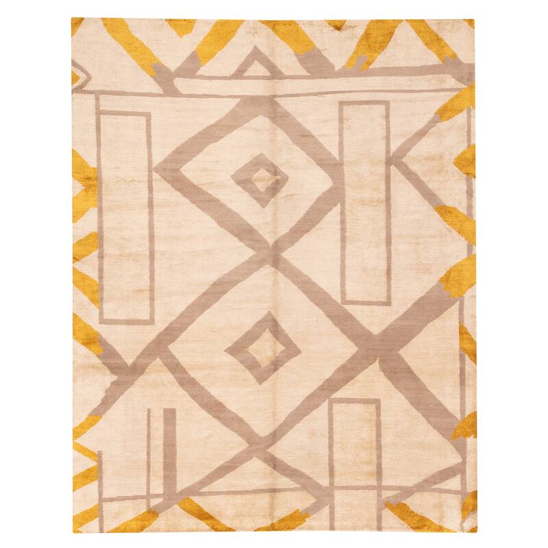 ECARPETGALLERY Hand-knotted Opulence Beige Silk, Wool Rug - 8'0 x 9'10