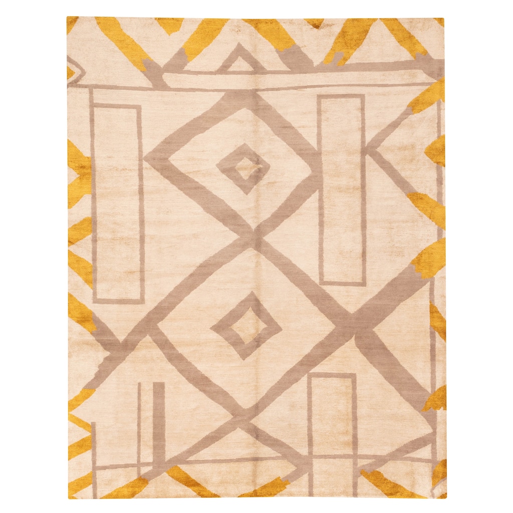 ECARPETGALLERY Hand-knotted Opulence Beige Silk, Wool Rug - 8'0 x 9'10