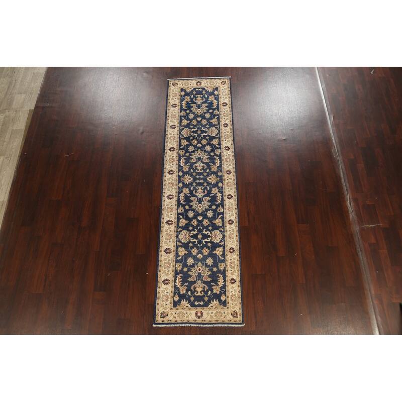 Vegetable Dye Peshawar Chobi Oriental Runner Rug Hand-knotted Carpet - 2'8" x 9'11"