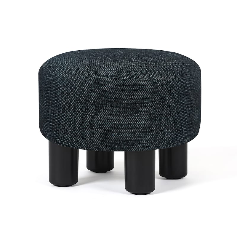 Adeco Round Ottoman Velvet Footrest Stool Modern Padded Seat Footstool