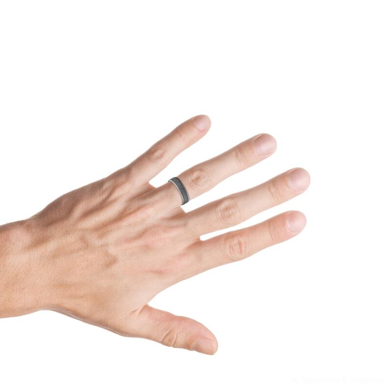 Mens Black Gold Textured Wedding Band