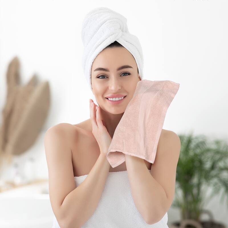 Cotton Wash Cloths for Face, Striped Face Cloths, Highly Absorbent and Lightweight Towels for Bathroom, Hotel, Spa 13" x 13"