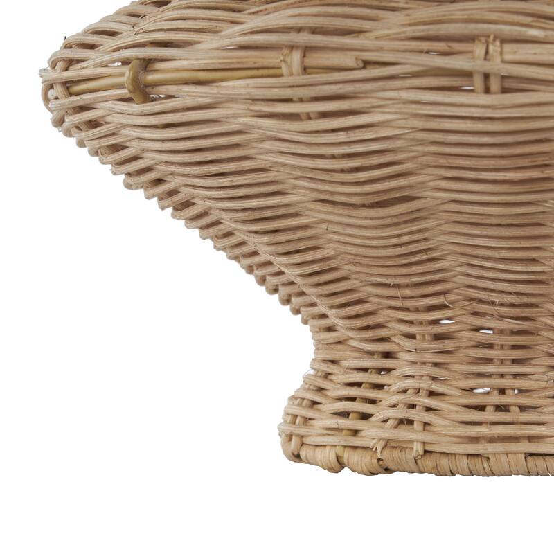 Rattan Handmade Woven Fluted Hourglass Decorative Vase - Brown - Roche River Decor