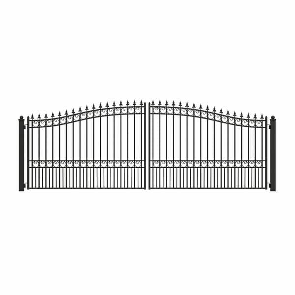ALEKO London Style 18 ft. x 6 ft. Black Steel Dual Driveway Fence Gate