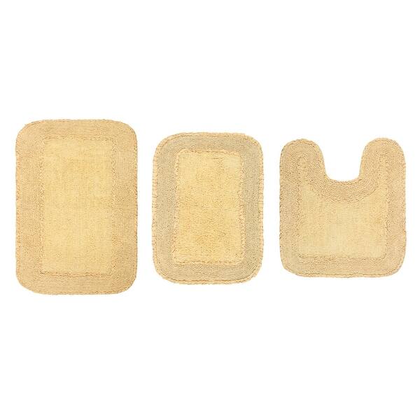 Radiant Collection 100% Cotton Non-Slip Bathroom Rug Set, 3 Piece Machine Washable- Bathroom Rug, Bath Rug, U Shaped Contour