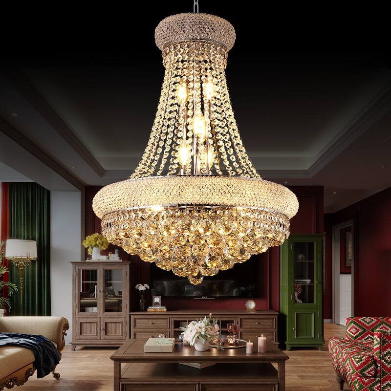 Crystal Chandelier Lighting for Dining Room Modern, Crystal Chandelier Ceiling Light French Empire Crystal Chandelier