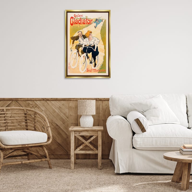 Stupell Vintage Cyclists Poster Framed Floater Canvas Wall Art Design By Marcus Jules