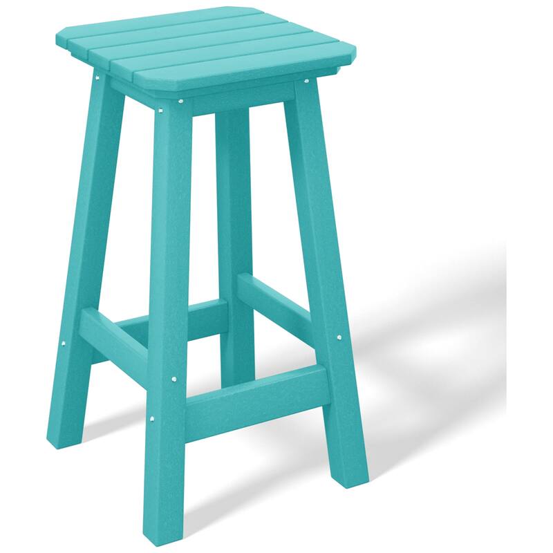 Laguna Hdpe All Weather Outdoor Patio 24" Square Counter Stool - Turquoise