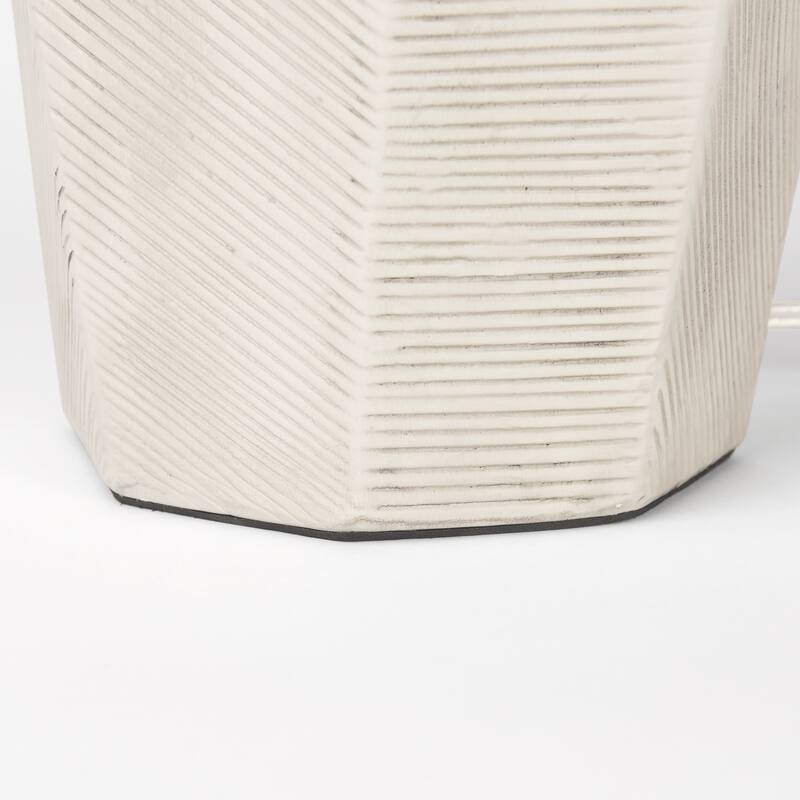 Piven Matte Black Textured Ceramic w/ Grey Shade Table Lamp