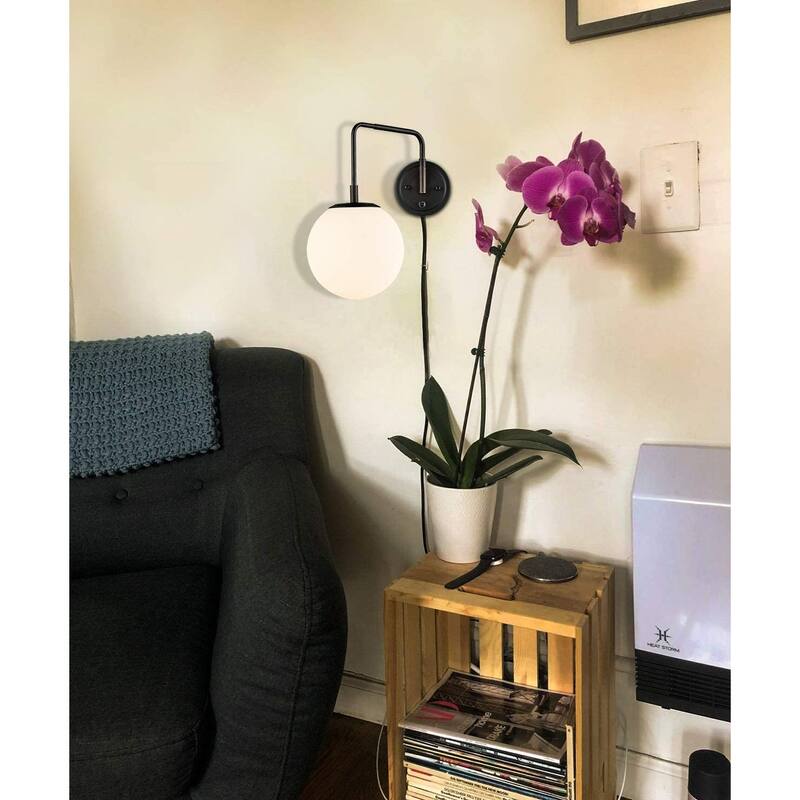 Sifnos Wall Sconce Opal Globe Glass Modern Wall Sconce Plug-in & Hardwired