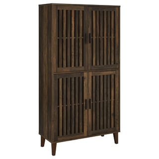 Elouise 4-Door Engineered Wood Tall Accent Cabinet Dark Pine