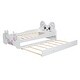 preview thumbnail 10 of 10, Cartoon Twin Size Platform Bed with Trundle and Cute Headboard, Kids Bed Frame with Sturdy Wood Construction, White
