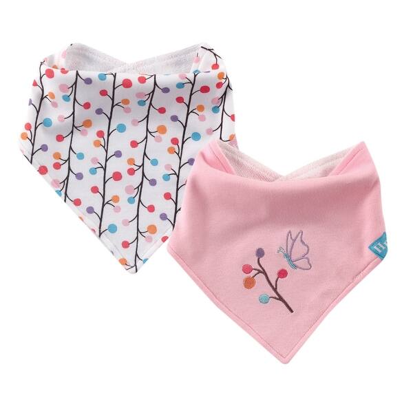slide 1 of 1, Hudson Baby Infant Girl Cotton Bandana Bibs 2pk, Budding Branches, One Size - Budding Branches - One Size One Size - Budding Branches