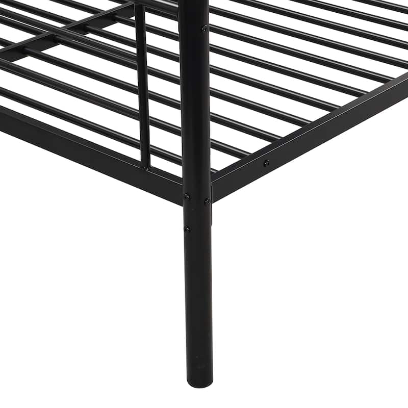 Metal Bunk Bed Twin Over Full Size Beds with 2 Side Ladder