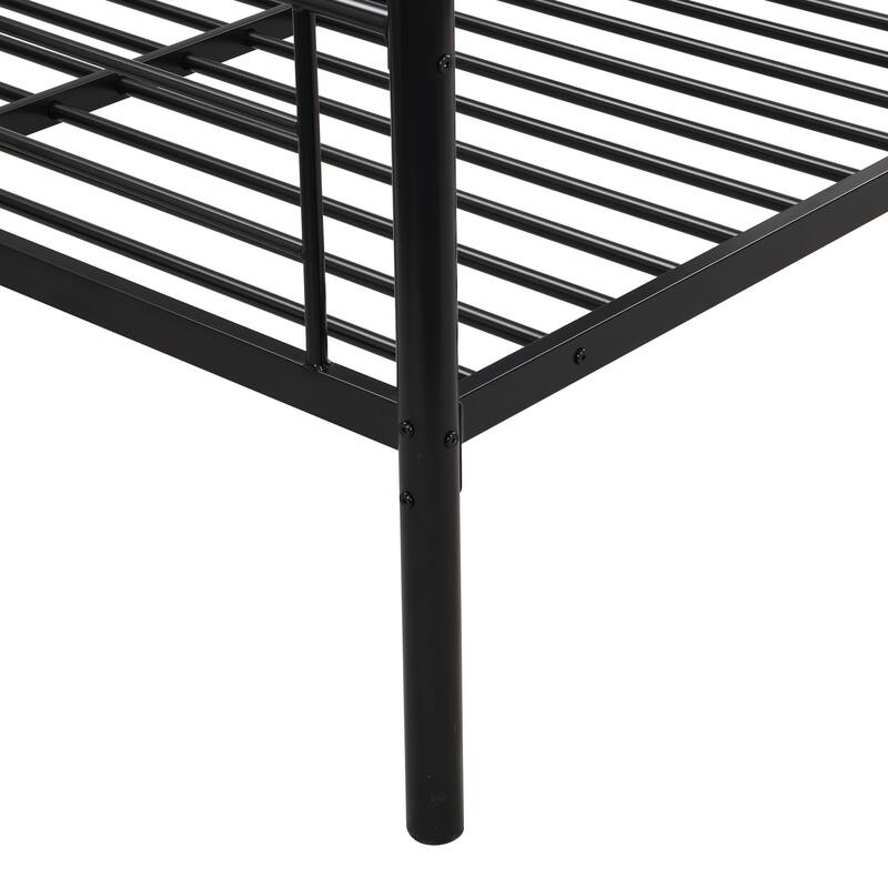 Twin Over Full Size Metal Bunk Bed with Trundle, No Box Spring Needed, 13" Under-Bed Storage, Easy Assembly