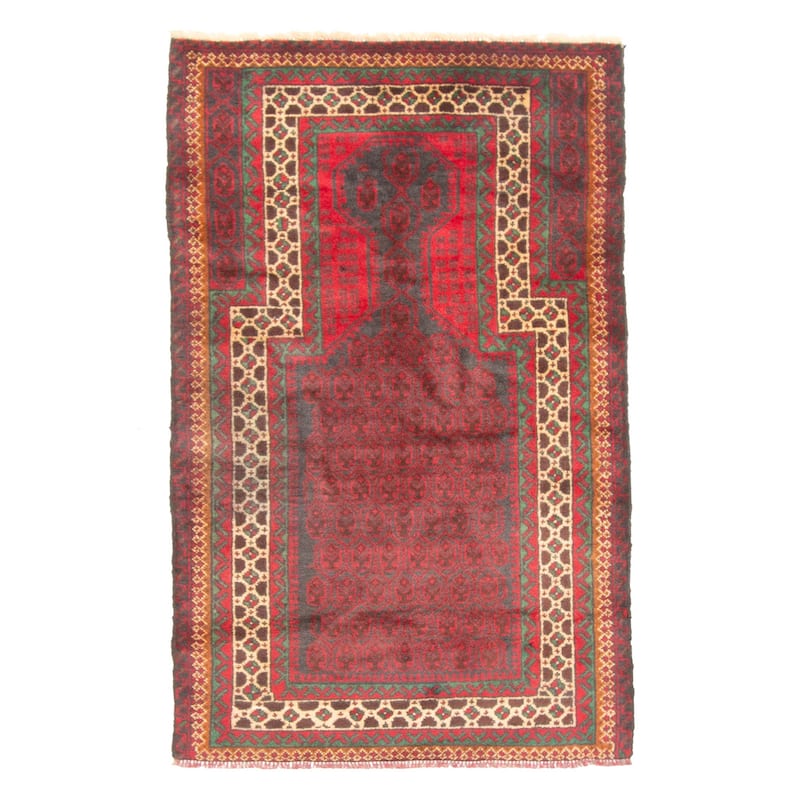 ECARPETGALLERY Hand-knotted Teimani Red Wool Rug - 2'9 x 4'4