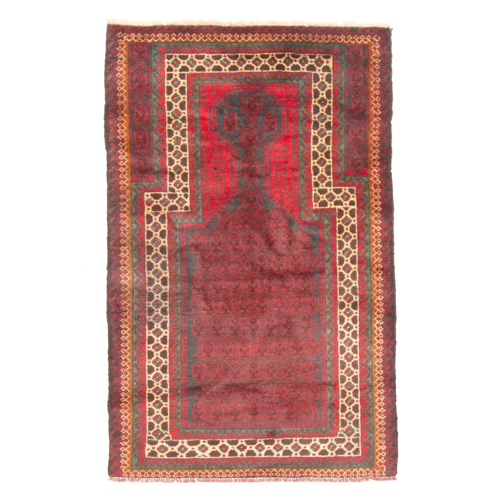 ECARPETGALLERY Hand-knotted Teimani Red Wool Rug - 2'9 x 4'4