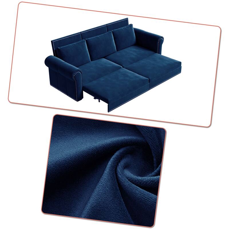 Classic Elegant Convertible Upholstered Sofa Sleeper Sofa with Pull Out Bed