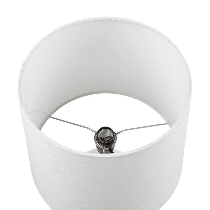 2-Tone Ceramic Table Lamp Set of 2 - White+Silver