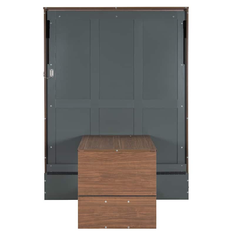 Roomfitters Full Size Murphy Bed Wall Bed with Foldable Desk, Space-Saving Convertible Bed Frame
