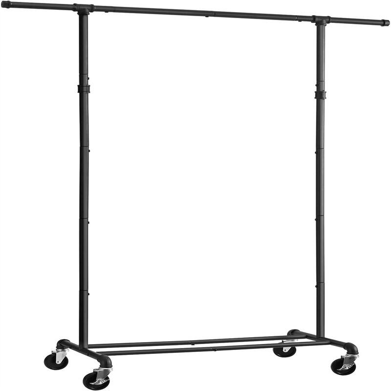 Heavy Duty Clothes Rack, Rolling Garment Rack - 16.5"D x 47"W x 62"H - 16.5"D x 47"W x 62"H - Black
